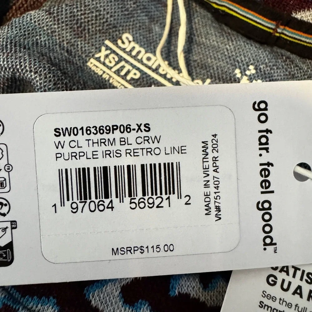 NEW Smartwool Classic Thermal Merino Base Layer Top Women's XS Purple Iris Retro - Picture 5 of 16